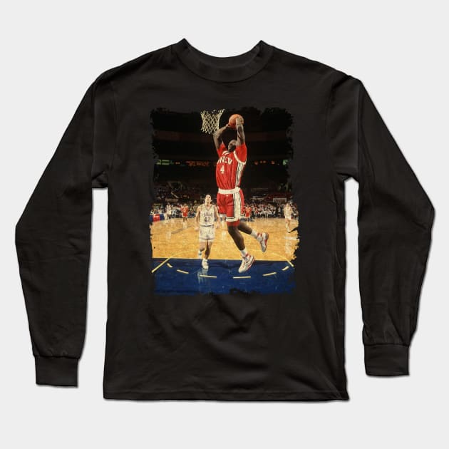 Throwback Thursday NCAA Kicks Stacey Augmon, Larry Johnson And The UNLV Runnin’ Rebel Long Sleeve T-Shirt by Omeshshopart